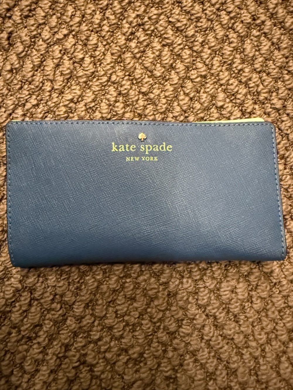 kate spade Blue Leather Continental Zip Wallet with Gold Logo